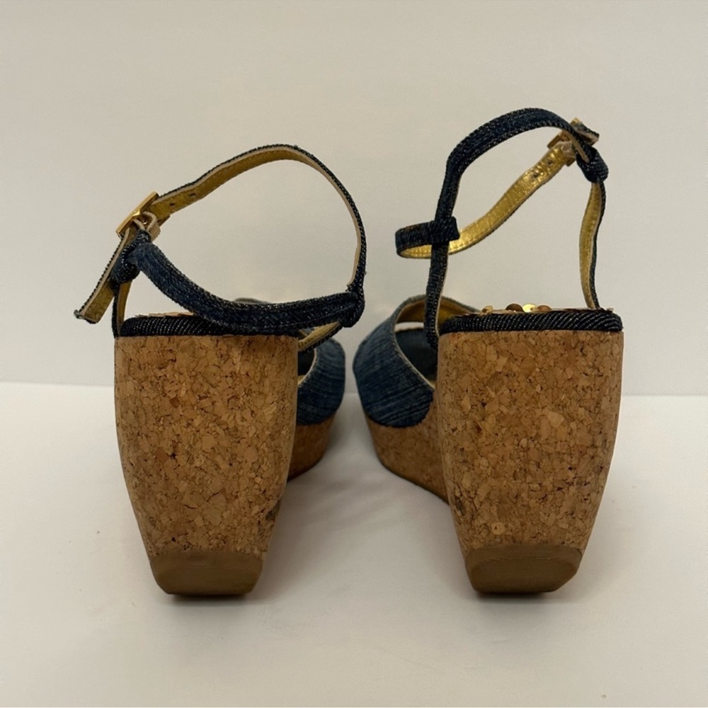 Dolce & Gabbana Vintage Blue Jean Cork Wedges size 35 - Picture 13 of 13